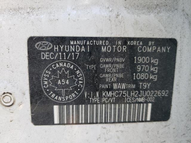 2018 HYUNDAI IONIQ KMHC75LH2JU022692