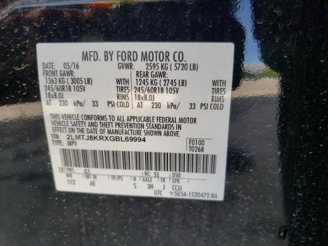 2016 LINCOLN MKX SELECT 2LMTJ8KRXGBL69994