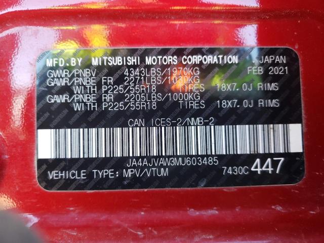 2021 MITSUBISHI RVR SE JA4AJVAW3MU603485