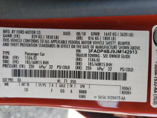 3FADP4BJ9JM142913 Ford Fiesta Se 2018. Фото: 9