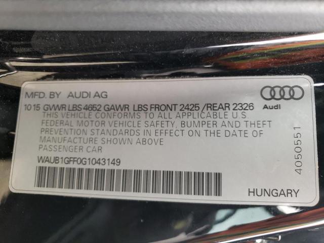 2016 AUDI S3 PREMIUM WAUB1GFF0G1043149