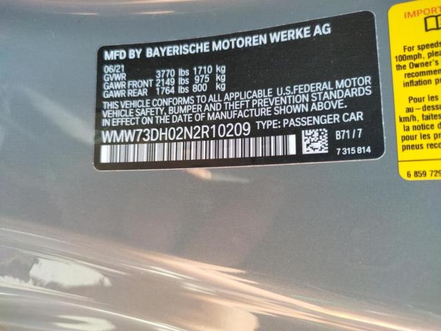 2022 MINI COOPER JOH WMW73DH02N2R10209