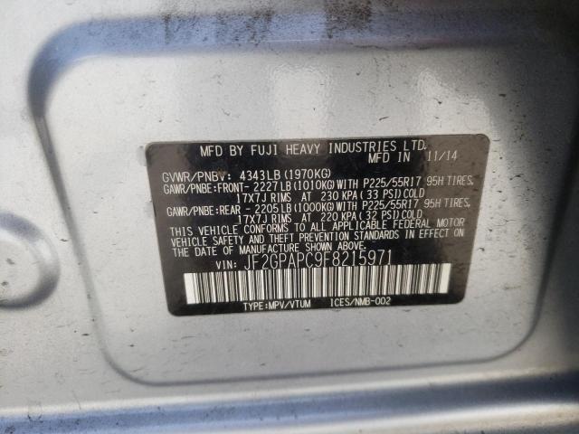 JF2GPAPC9F8215971 Subaru Xv Crosstr 2015. Фото: 9