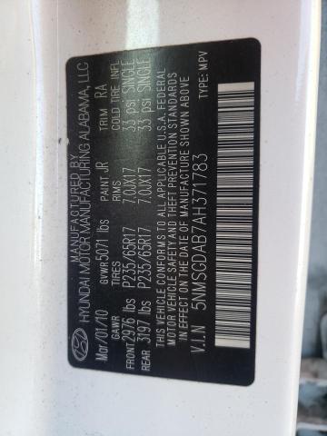 5NMSGDAB7AH371783 Hyundai Santa Fe G 2010. Фото: 9