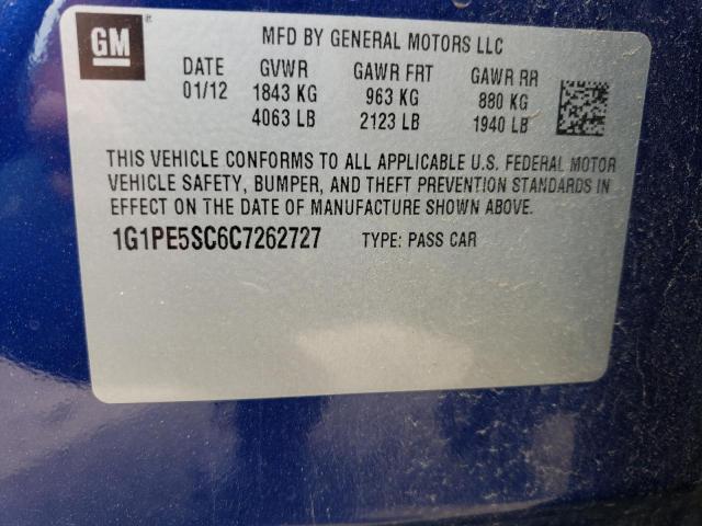 1G1PE5SC6C7262727 Chevrolet Cruze Lt 2012. Фото: 9