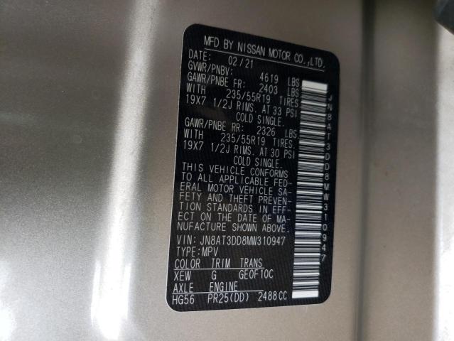 2021 NISSAN ROGUE PLAT JN8AT3DD8MW310947