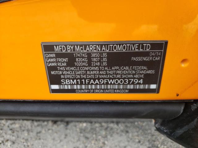 2015 MCLAREN AUTOMOTIVE 650S SPIDE SBM11FAA9FW003794