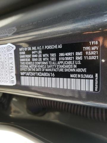 2019 PORSCHE CAYENNE TU WP1AF2AY1KDA80616
