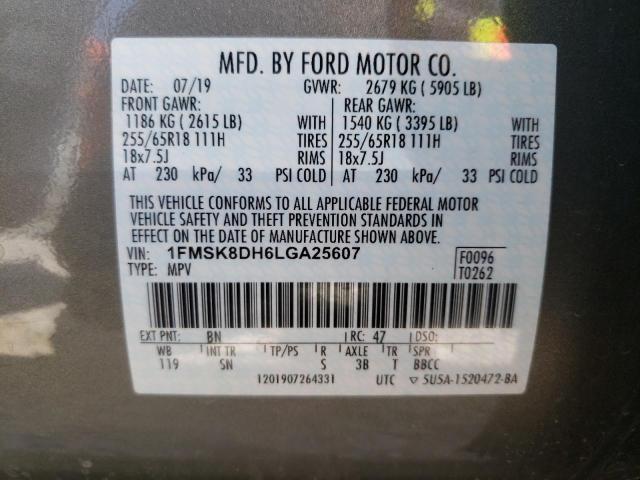 1FMSK8DH6LGA25607 Ford Explorer X 2020. Фото: 9
