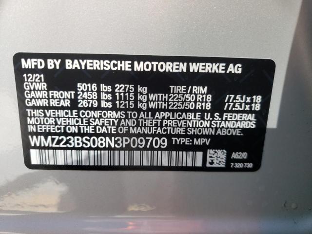 2022 MINI COOPER S E WMZ23BS08N3P09709