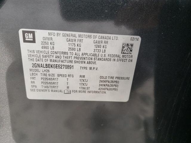 2GNALBEK6E6270891 Chevrolet Equinox Lt 2014. Фото: 9
