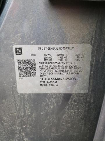 1G1BE5SM0K7125008 Chevrolet Cruze Lt 2019. Фото: 9