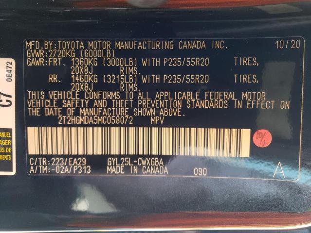 2021 LEXUS RX 450H 2T2HGMDA5MC058072