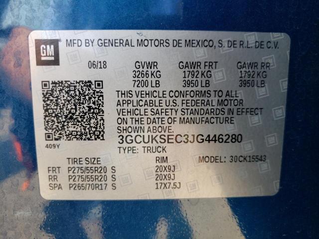 2018 CHEVROLET SILVRK1500 3GCUKSEC3JG446280