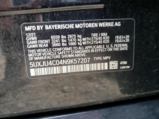 2022 BMW X5 M50I 5UXJU4C04N9K57207
