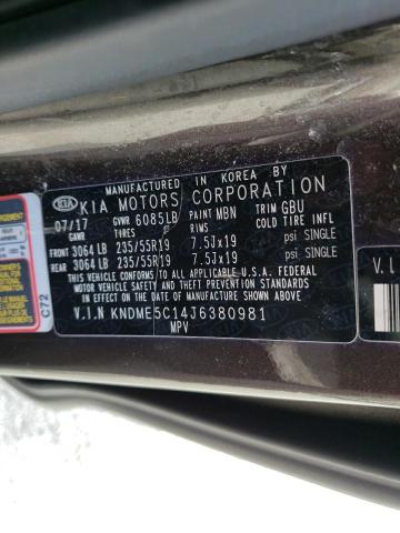 2018 KIA SEDONA SXL KNDME5C14J6380981