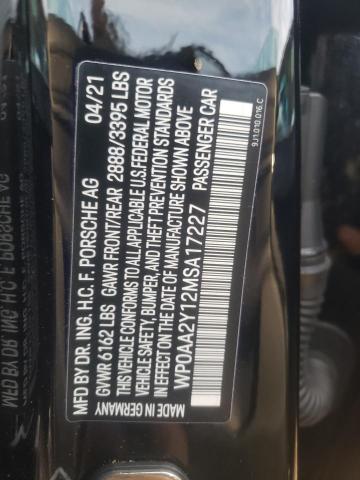 2021 PORSCHE TAYCAN WP0AA2Y12MSA17227
