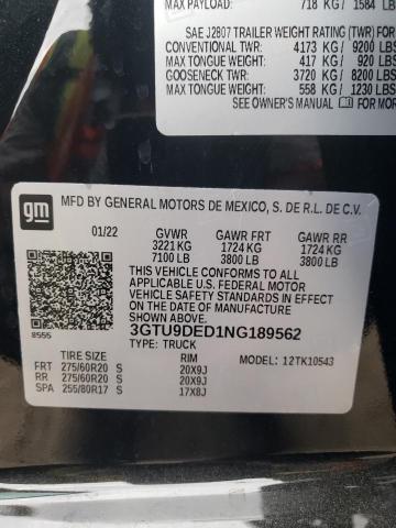 2022 GMC SIERRA LIM 3GTU9DED1NG189562