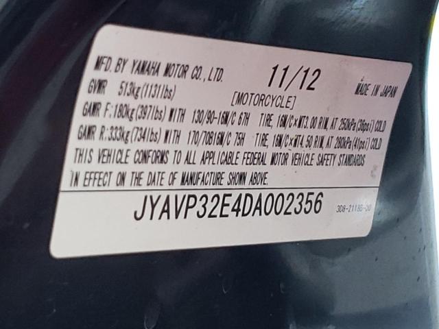 2013 YAMAHA XVS1300 CT JYAVP32E4DA002356