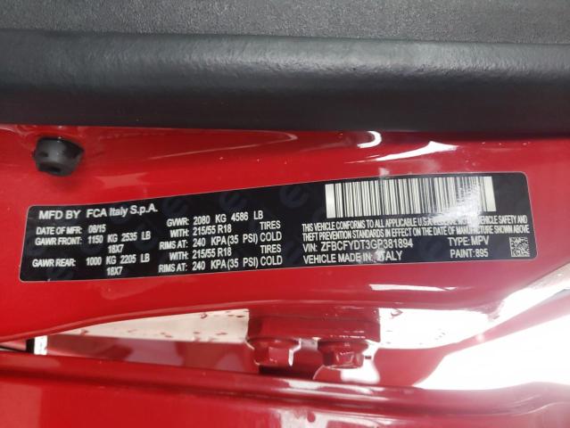 2016 FIAT 500X LOUNG ZFBCFYDT3GP381894