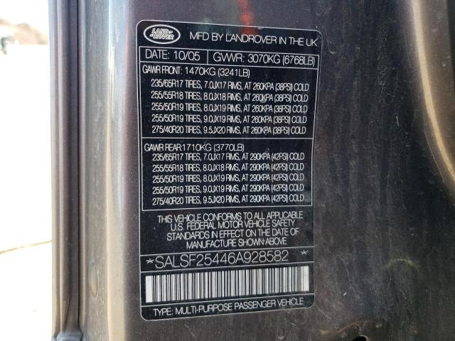 2006 Land Rover Range Rover Sport Hse VIN: SALSF25446A928582 Lot: 49137944