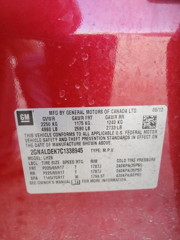 2GNALDEK7C1338945 Chevrolet Equinox Lt 2012. Фото: 9
