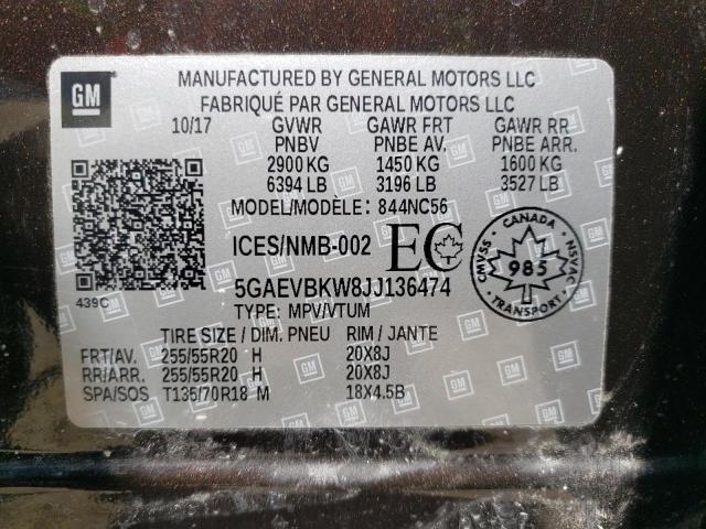 2018 BUICK ENCLAVE PR 5GAEVBKW8JJ136474