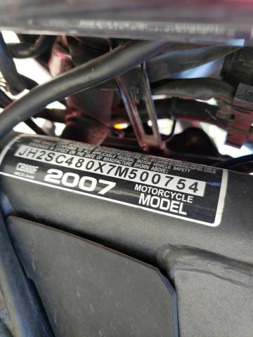 2007 HONDA CB900 F JH2SC480X7M500754