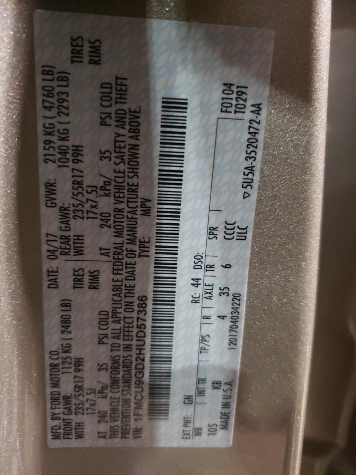 1FMCU9GD2HUD57386 FORD ESCAPE 2017