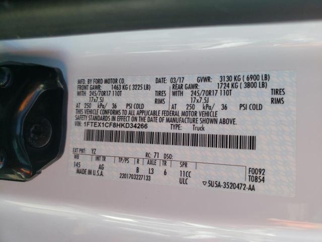 1FTEX1CF8HKD34266 Ford F150 Super 2017. Фото: 9