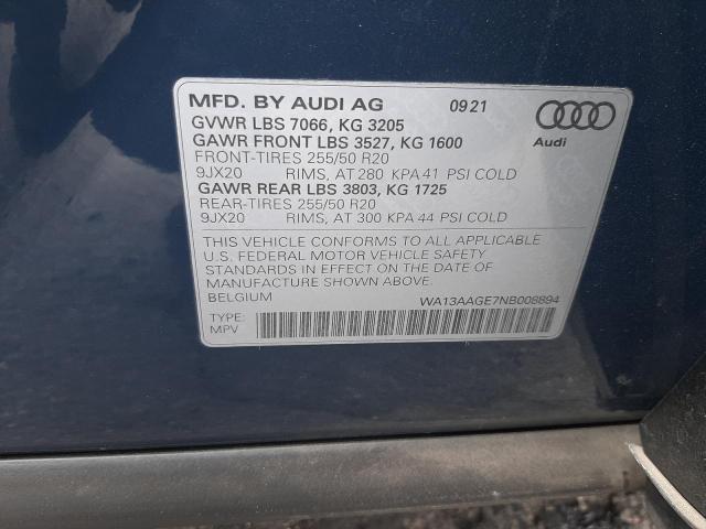 2022 AUDI E-TRON SPO WA13AAGE7NB008894