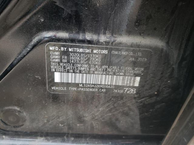 2019 MITSUBISHI MIRAGE LE ML32A5HJ2KH016420