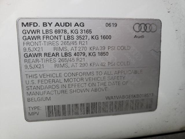 2019 AUDI E-TRON PRE WA1VABGE5KB018513