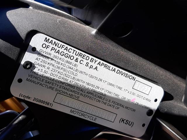 2022 APRILIA MOTORCYCLE ZD4KSUG04NS000101