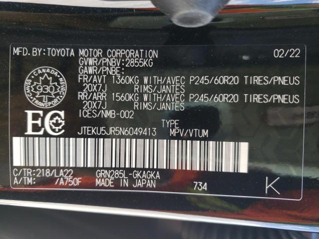 2022 TOYOTA 4RUNNER LI JTEKU5JR5N6049413