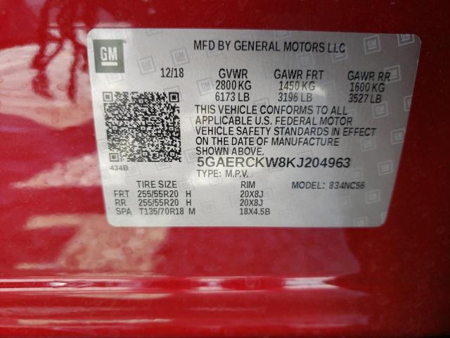 2019 BUICK ENCLAVE PR 5GAERCKW8KJ204963