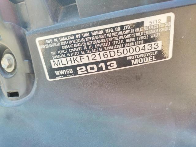 2013 HONDA PCX 150 MLHKF1216D5000433