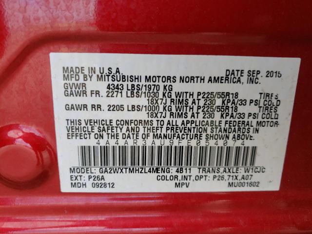 2015 MITSUBISHI OUTLANDER 4A4AR3AU9FE054074