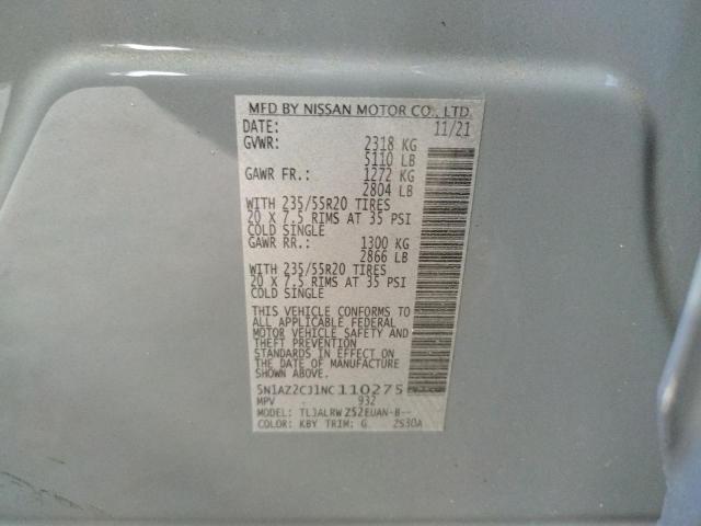 2022 NISSAN MURANO SL 5N1AZ2CJ1NC110275