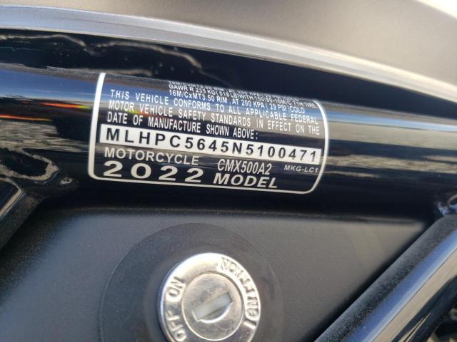 2022 HONDA CMX500 A2 MLHPC5645N5100471