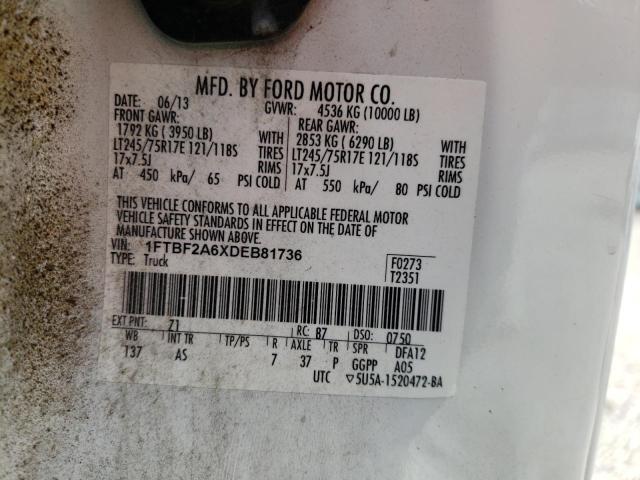 1FTBF2A6XDEB81736 Ford F250 Super 2013. Фото: 9