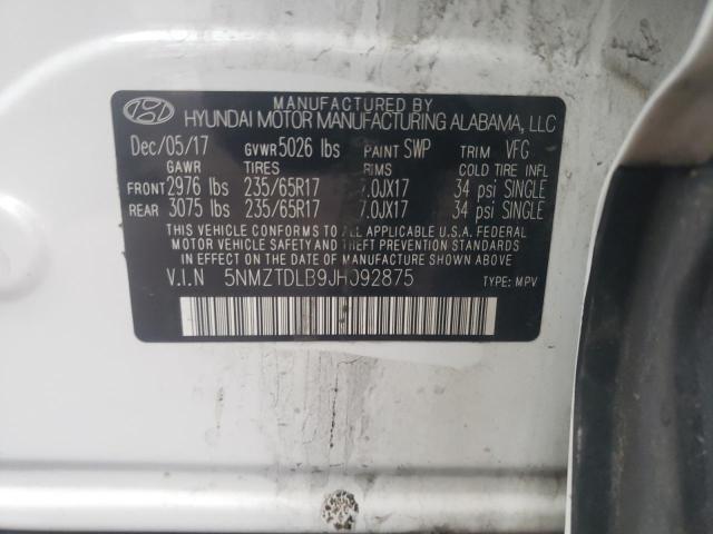5NMZTDLB9JH092875 Hyundai SANTA FE SPORT