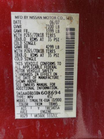 2023 NISSAN ARMADA SE 5N1AA08D38N608694