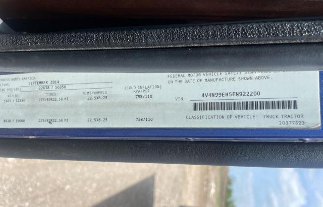 2015 VOLVO VN VNL 4V4N99EH5FN922200
