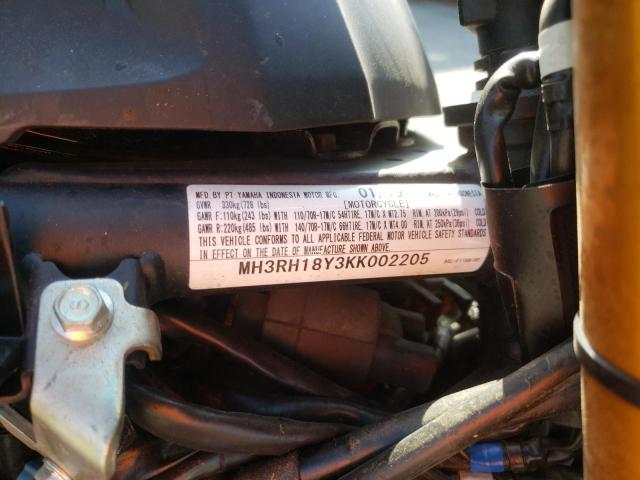 2019 YAMAHA YZFR3 A MH3RH18Y3KK002205