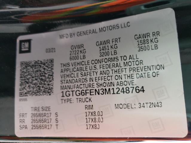 2021 GMC CANYON AT4 1GTG6FEN3M1248764