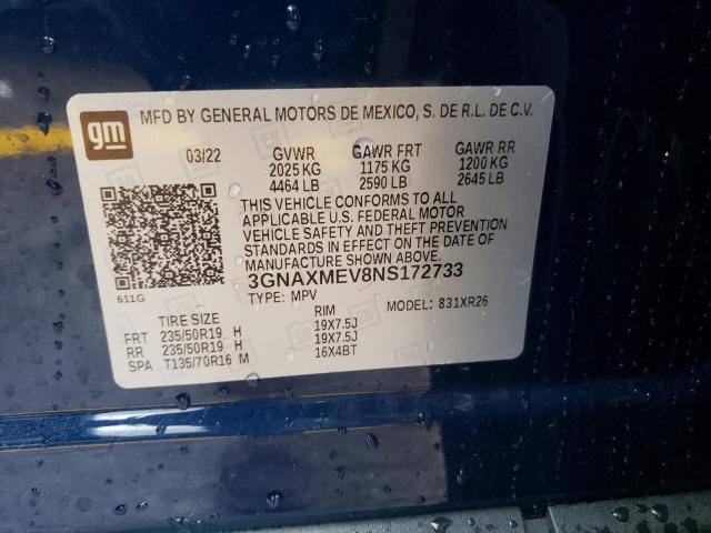 2022 CHEVROLET EQUINOX RS 3GNAXMEV8NS172733