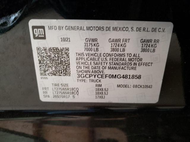 2021 CHEVROLET SILVRDO LT 3GCPYCEF0MG481858