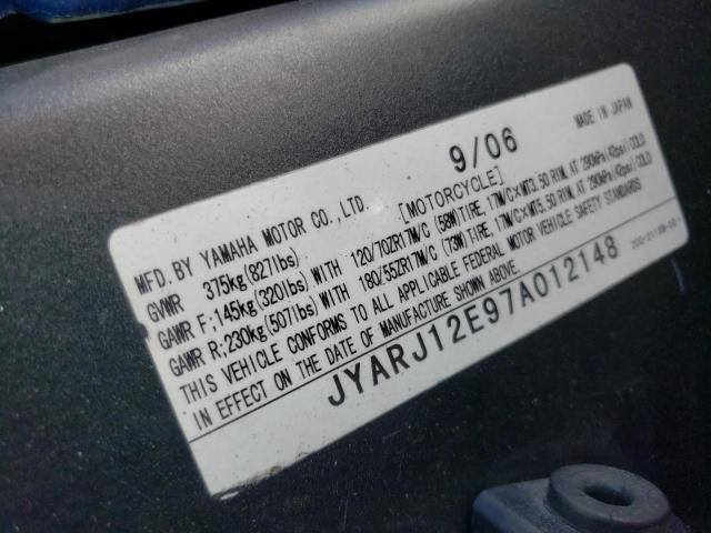 2007 YAMAHA YZFR6 L JYARJ12E97A012148