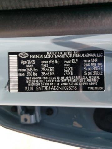 2022 HYUNDAI SANTA CRUZ 5NTJB4AE6NH028218